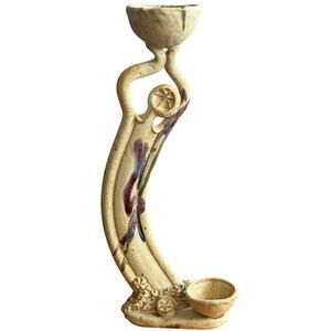 Vtg Bowen Signed Pottery Abstract Figure Candle Holder Tea Light 2002 Art Decor